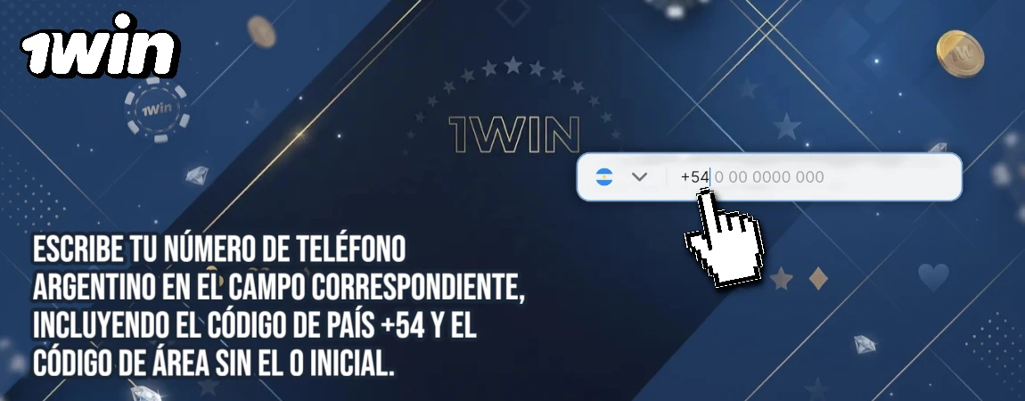 Escribe tu número de teléfono argentino en el campo correspondiente, incluyendo el código de país +54