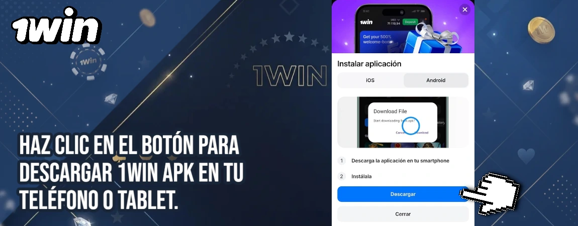 Haz clic en el botón para Descargar 1win APK
